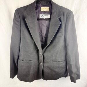 Vintage DeMura Black Virgin Wool Lined Classic‎ Blazer Size 10 Timeless Business